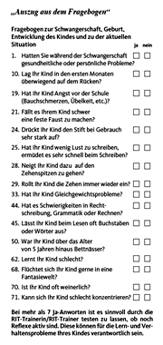 Fragenbogen RIT - zum Vergrößern bitte anklicken Fragenbogen RIT (Auszug)
